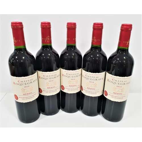 531 - FIVE BOTTLES OF 2014 CHATEAU ROQUEGRAVE MEDOC - CRU BOURGEOIS
75cl & 12.5% (5)