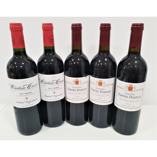 533 - FIVE BOTTLES OF RED WINE
comprising two bottles of 2015 Chateau Cissac Haut Medoc Cru Bourgeois, 75c... 