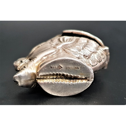 212 - NOVELTY SILVER VESTA CASE
formed as Pan or the devil with garnet set eyes, with hinged spring loaded... 