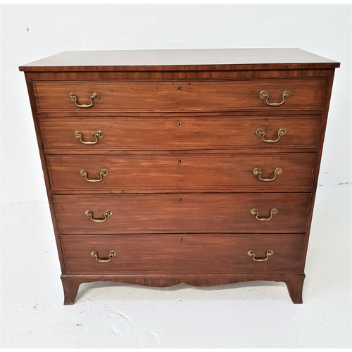 488 - GEORGIAN MAHOGANY CHEST OF DRAWERS
with a plain top above five long graduated and cockbeaded drawers... 