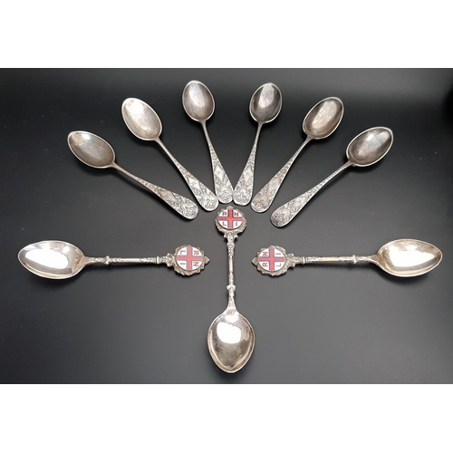 216 - SET OF SIX VICTORIAN SILVER TEASPOONS
with decorative floral engraved handles, London 1900, 86.5g/3o... 