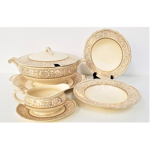 223 - GRINDLEY PART DINNER SERVICE
in the Berkley pattern and comprising twelve soup plates, nine dinner p... 