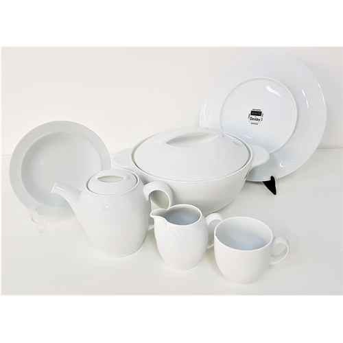 239 - DENBY WHITE DINNER SERVICE
comprising eight dinner plates, seven side plates, four bowls, lidded cir... 