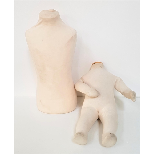 300 - CHILD'S MANNEQUIN TORSO
in polystyrene and covered in flesh coloured fabric, 52cm high, together wit... 