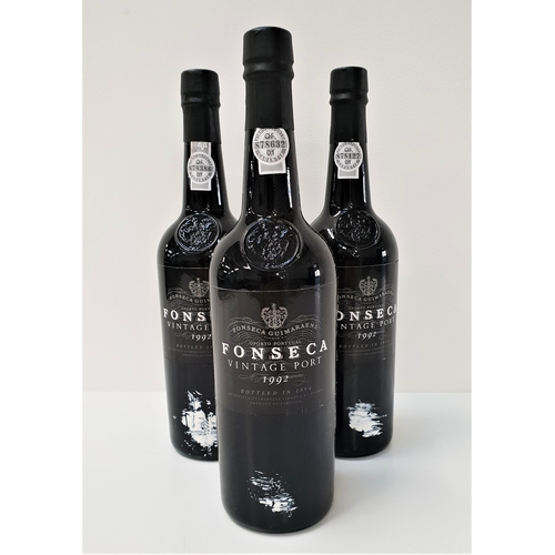 544 - 3 BOTTLES OF 1992 FONESCA VINTAGE PORT
bottled in 1994, 75cl and 20.5%