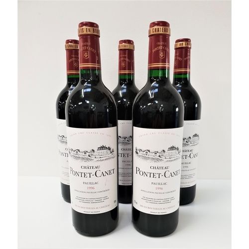 545 - FIVE BOTTLES OF 1996 CHATEAU PONTET-CANET PAUILLAC
750ml & 13%