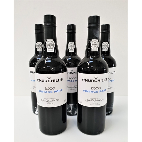 547 - 5 BOTTLES OF CHURCHILLS 2000 VINTAGE PORT
75cl and 20%