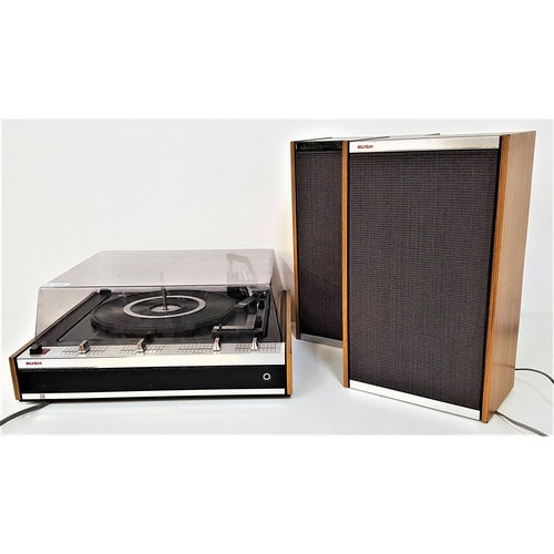 345 - BUSH RECORD PLAYER
model A016 in a teak effect case, together with a pair of Rank Organisation teak ... 