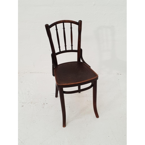 458 - ELM BENTWOOD CHAIR
with an arched top rail above three turned spindles with a shaped solid seat belo... 