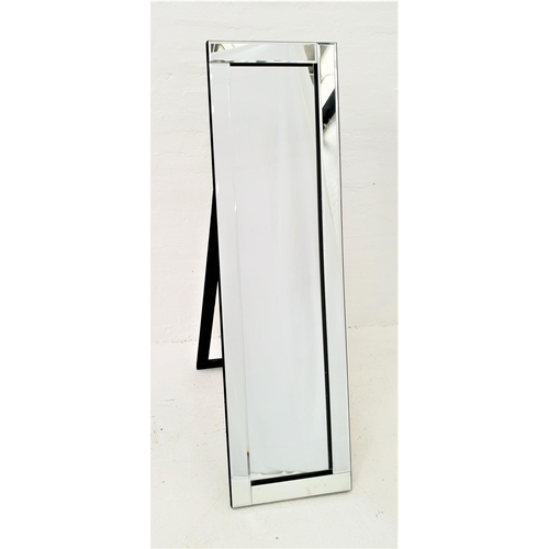 465 - LED CHEVAL MIRROR
with a bevelled floating raised mirrored frame and plain oblong plate with recesse... 