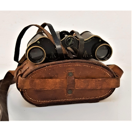 327 - PAIR OF A. KERSHAW & SON LTD. FIELD GLASSES
with the war department logo, in a leather case