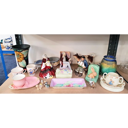 258 - MIXED LOT OF CERAMICS
including a Royal Doulton figurine, Tall Story, HN2248; Bunnykins cup and bowl... 