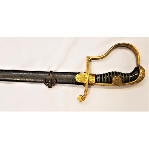 375 - WWII GERMAN OFFICERS SWORD
with an 81.5cm curved blade marked Robert Klaas Solingen, with a gilt qui... 