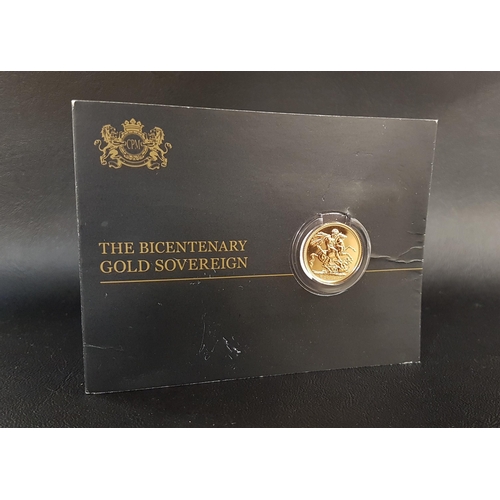 381 - THE BICENTENARY PROOF GOLD SOVEREIGN
dated 2017, in capsule and presentation booklet