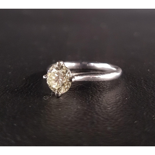 63 - DIAMOND SOLITAIRE RING
the round brilliant cut diamond weighing 1.09cts, on platinum shank, ring siz... 