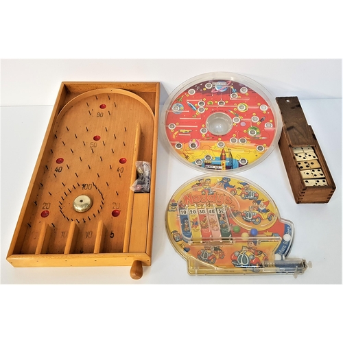 253 - SELECTION OF VINTAGE GAMES
including a bone domino set, boxed, a beech bagatelle board, a Noddy Joyr... 