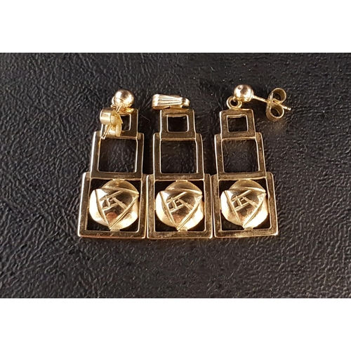 56 - GLASGOW ROSE DECORATED PENDANT AND MATCHING EARRINGS
all in nine carat gold, total weight approximat... 