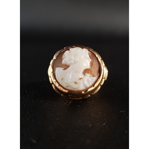 124 - CAMEO DRESS RING
depicting a female bust in profile, on ten carat gold shank, ring size J