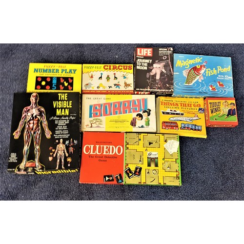 246 - SELECTION OF VINTAGE BOARD AND OTHER GAMES
including Cluedo by Waddingtons, The Visible Man by Renwa... 