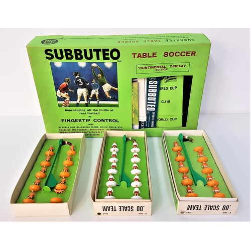 245 - SELECTION OF SUBBUTEO
including a baize playing surface, World Cup trophy, boxed, FA Cup, three goal... 