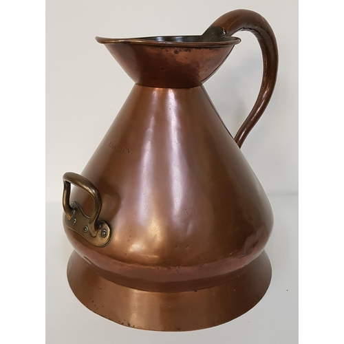 192 - VICTORIAN COPPER MEASURING JUG
of conical form, marked '4.Gallon', with two handles, 45cm high