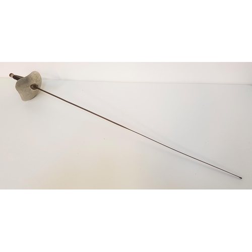 216 - LEON PAUL FENCING SABRE
with an 87.5cm long steel blade, leather bound handle, cushioned pad to the ... 