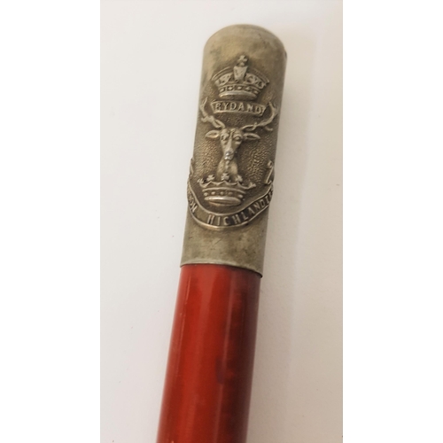 269 - GORDON HIGHLANDERS SWAGGER STICK
with embossed white metal mounts, 68.5cm long