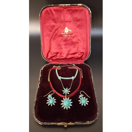 39 - VICTORIAN TURQUOISE SET SUITE OF JEWELLERY
comprising a necklace and a pair of drop earrings, all wi... 