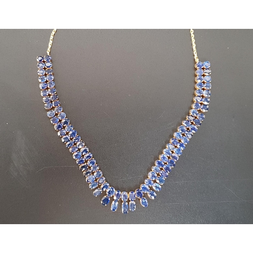 60 - MULTI SAPPHIRE SET NECKLACE
the ninety-six sapphires set in two rows, the sapphires ranging from app... 
