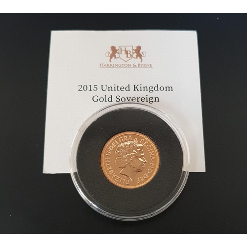 286 - 2015 UNITED KINGDOM GOLD PROOF SOVEREIGN COIN
in capsule with certificate of authenticity