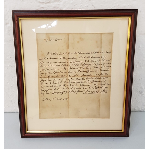 212 - DUNCAN FORBES OF CULLODEN
a framed facsimile letter to a gentleman named George (possibly Lord Georg... 