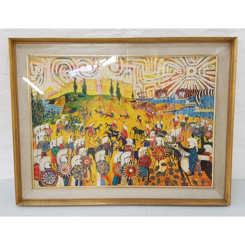 300 - IAN ALLAN
Greek/Trojan war scene, oil on board, signed and dated 1968, 54cm x 75.5cm