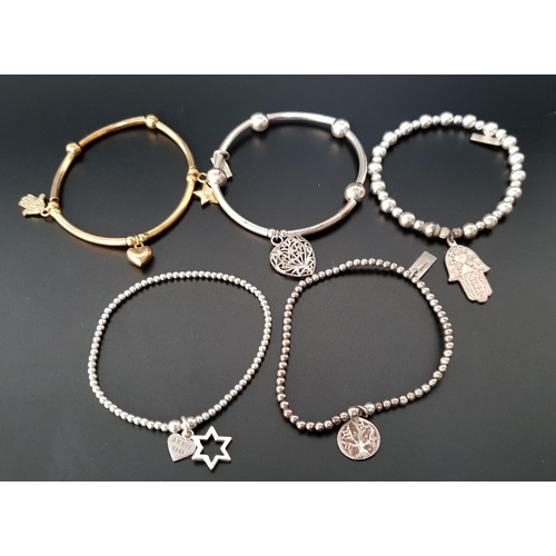 20 - FIVE SILVER FASHION BRACELETS
comprising four by ChloBo - one with filigree heart charm, one with he... 