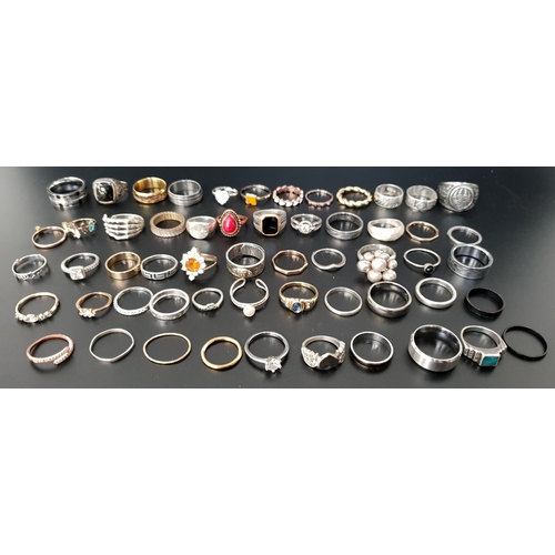 104 - GOOD SELECTION OF SILVER AND OTHER RINGS
including CZ and other stone set examples, 1 box