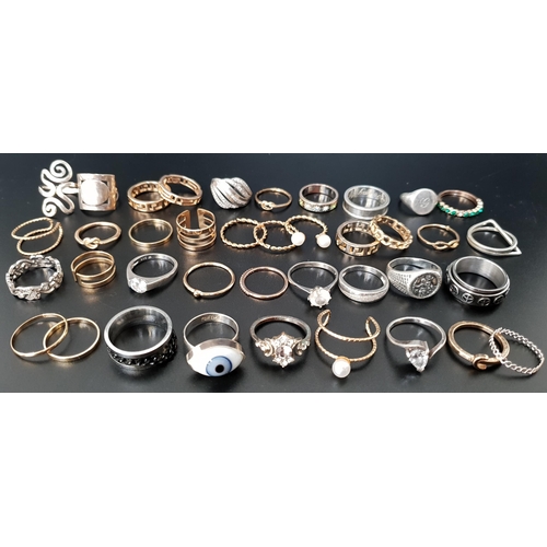 119 - SELECTION OF SILVER AND OTHER RINGS
including CZ set examples, 1 box