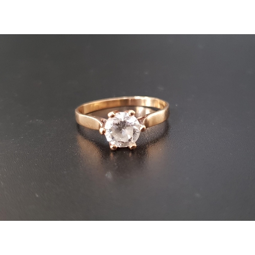 121 - CZ SINGLE STONE RING
on fourteen carat gold shank, ring size L-M and approximately 1.7 grams