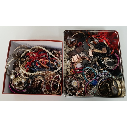 123 - LARGE SELECTION OF COSTUME JEWELLERY
including simulated pearls, bead necklaces and bracelets, bangl... 