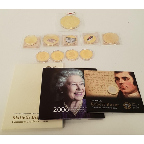 283 - SELECTION OF GOLD PLATED PROOF COINS
comprising: four 2009 History of The Royal Family coins, two Br... 