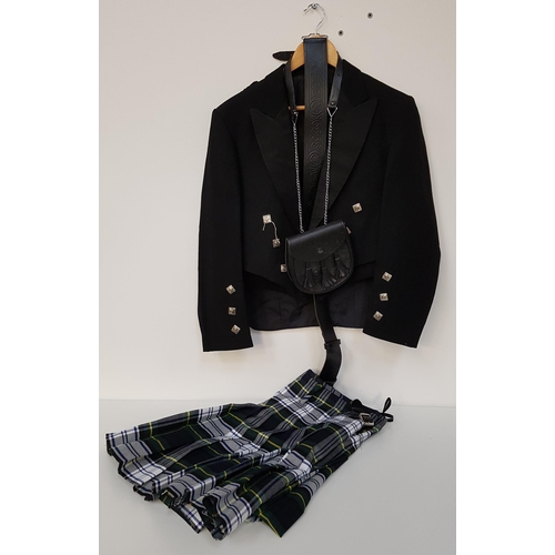 229 - GENTLEMAN'S FULL HIGHLAND DRESS
comprising a Gordon dress modern kilt, Prince Charlie black jacket, ... 