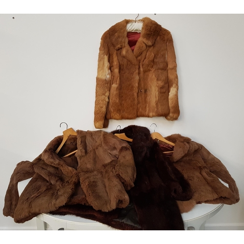 234 - FOUR LADIES CONEY FUR JACKETS
three short - one tan coloured and two camel coloured, and a three qua... 