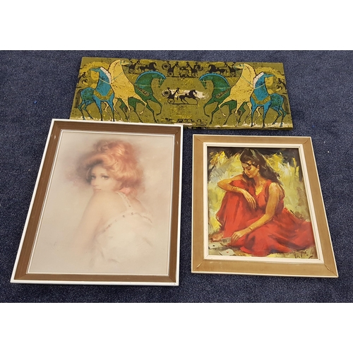 308 - MURRAY
The Lady, 1970s print, 74cm x 59cm, together with two other prints, one on fabric - Lady Play... 