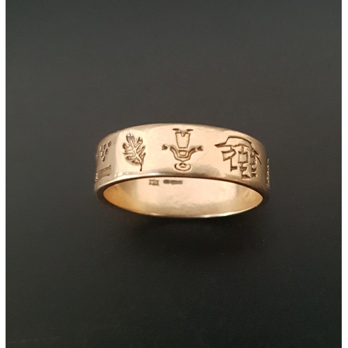 10 - NINE CARAT GOLD 'FREE DERRY' RING
decorated with various motifs, ring size X and approximately 8.1 g... 