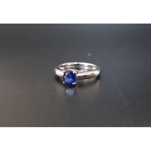 66 - SAPPHIRE SINGLE STONE RING
the oval cut sapphire approximately 0.65cts, on eighteen carat white gold... 