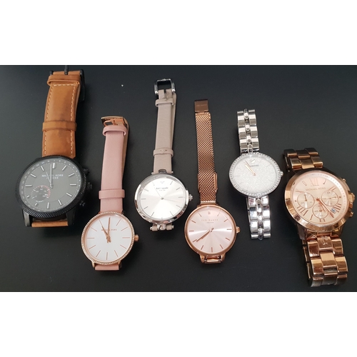 72 - SIX FASHION WATCHES
comprising three by Michael Kors - MKT4026, MK-5778, and MK-2803; Swarovski; Kat... 