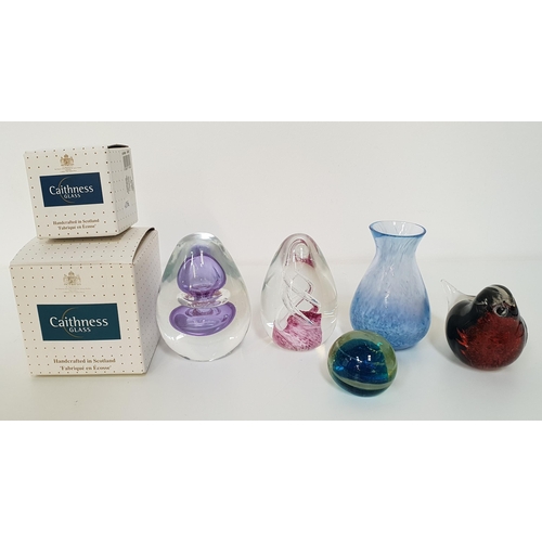 161 - TWO CAITHNESS GLASS PAPERWEIGHTS
Celebration and Treasures, both in velvet bags and boxed, a small M... 