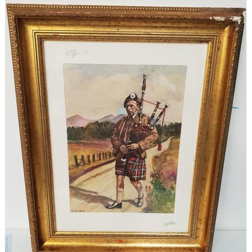 309 - W. WATSON
The regimental piper, watercolour and gouache, signed, 44cm x 32cm