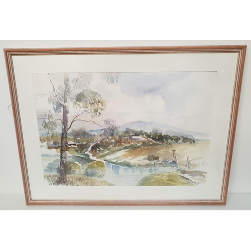 312 - H. SOUNNESS
Tranquil setting, watercolour, signed and label to verso, 49cm x 71cm