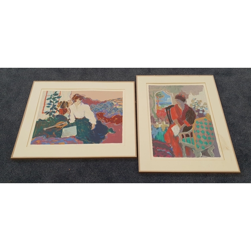 316 - DUFFY
Reverie and Musicienne, two limited edition textured prints, numbered 231/250 and 207/250, bot... 