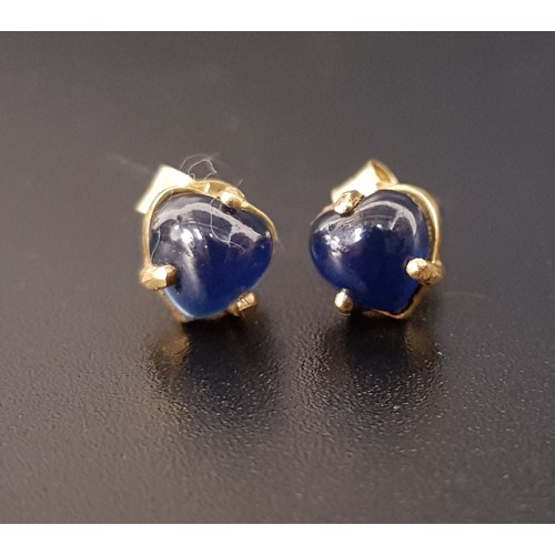 87 - HEART SHAPED SAPPHIRE STUD EARRINGS
in unmarked gold, the butterflies marked '750'