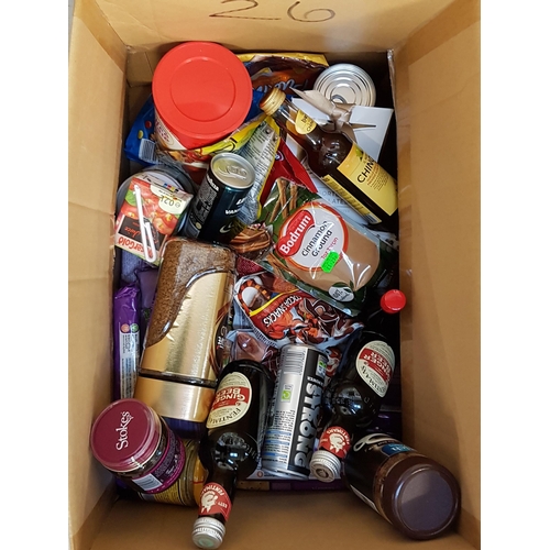 47 - ONE BOX OF CONSUMABLE ITEMS
including coffee, ginger beer, biscuits, mustard, marmalade, soup, choco... 